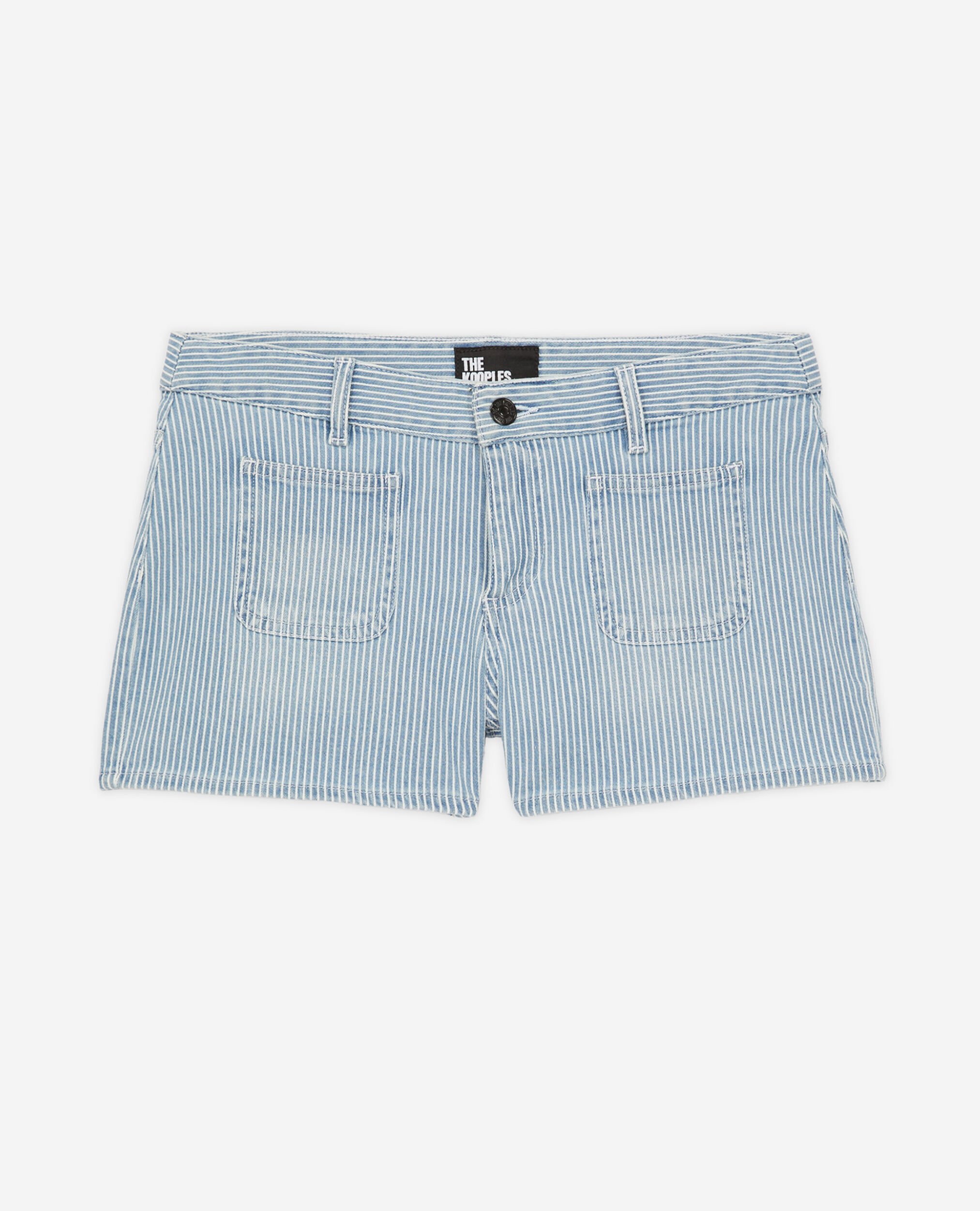 Blue and white striped denim shorts The Kooples
