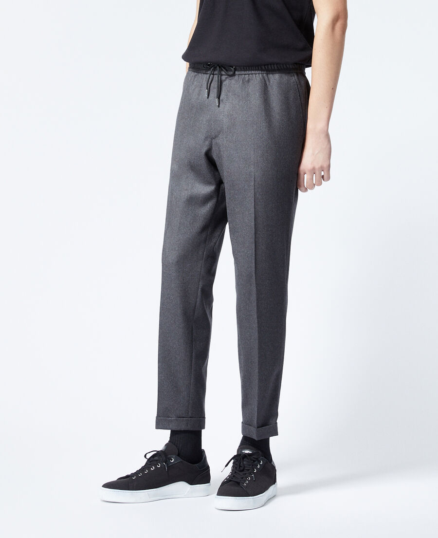 pantalon laine gris à élastique