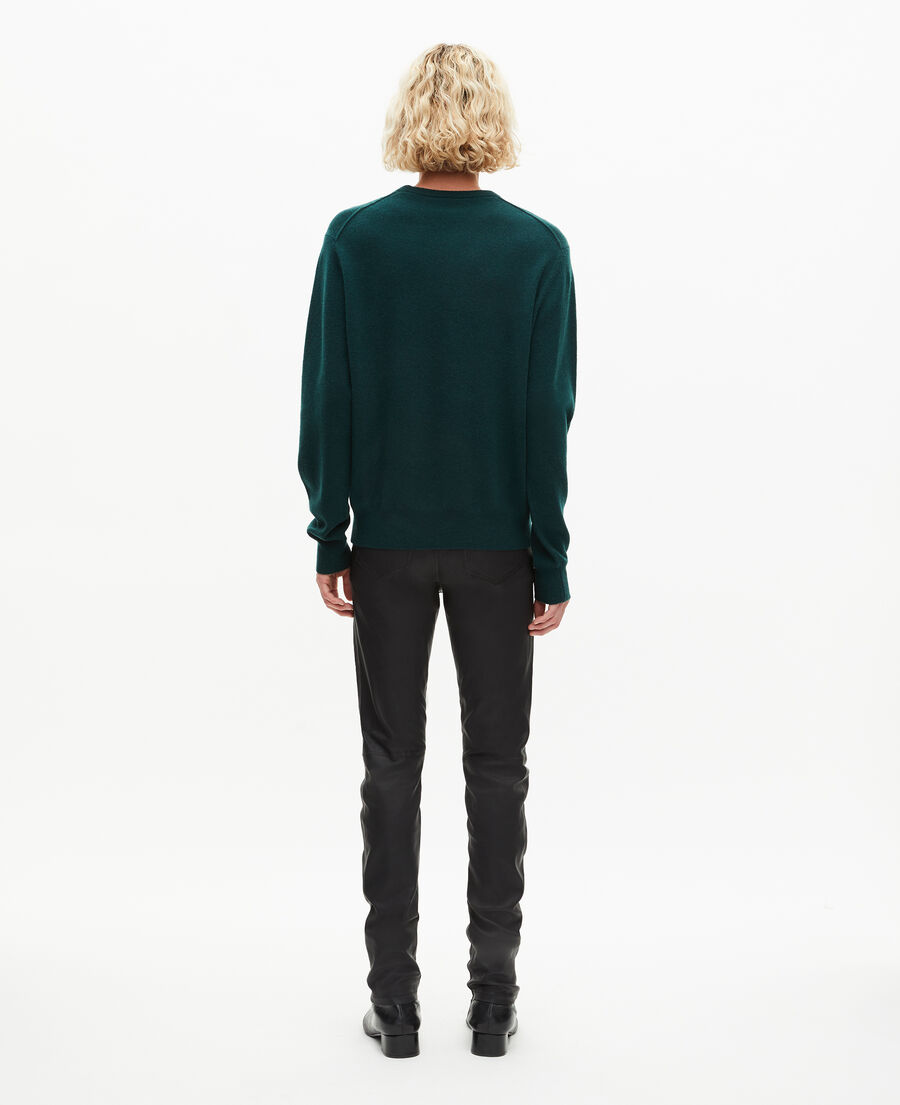 The Kooples HOMME BOTTLE GREEN pull col rond en cachemire vert foncé