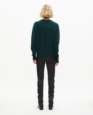 The Kooples HOMME BOTTLE GREEN pull col rond en cachemire vert foncé