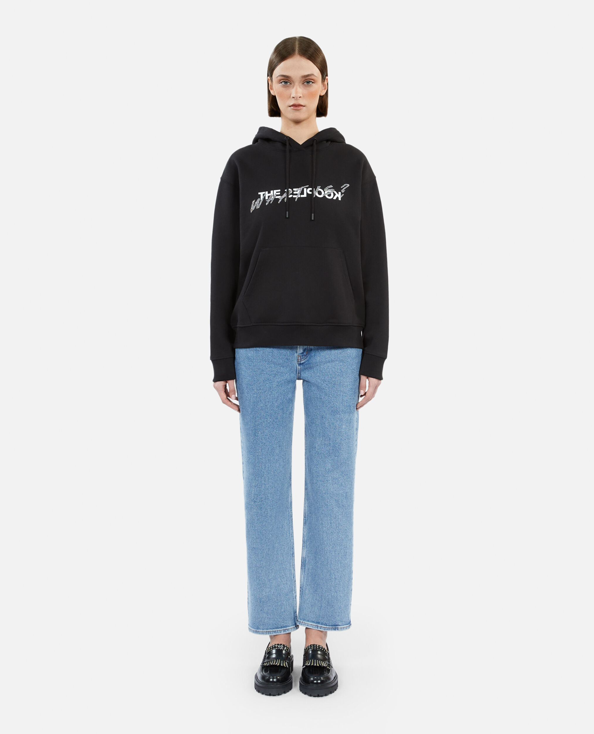 Black hoodie with rhinestones sale