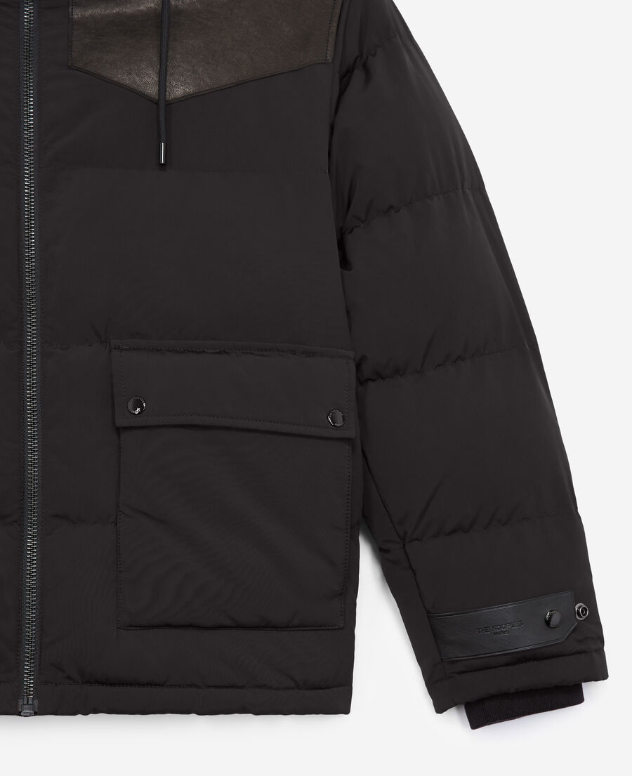 daunenjacke gesteppt schwarz westerndetail