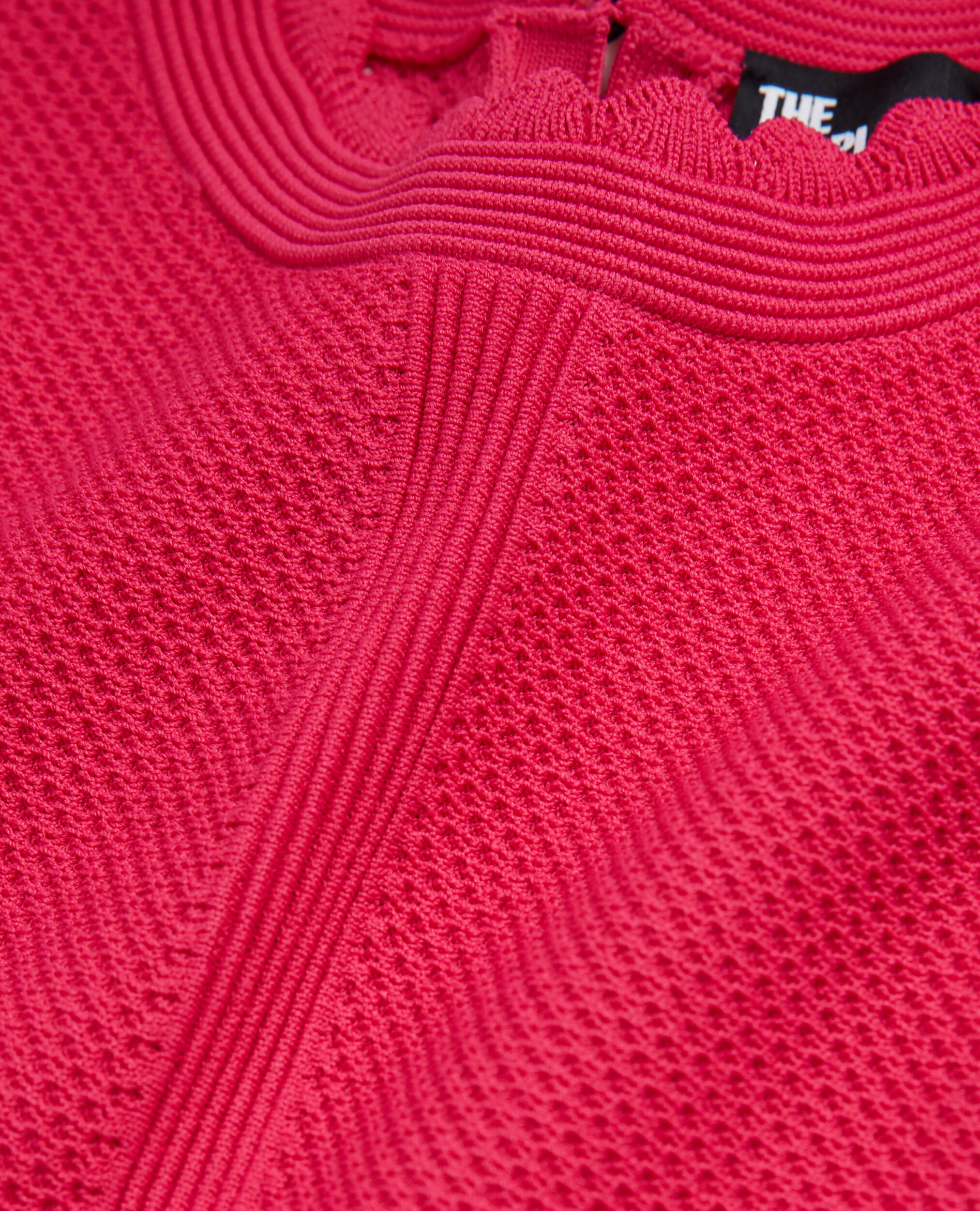 Pink openwork short knit top, PINK, hi-res image number null