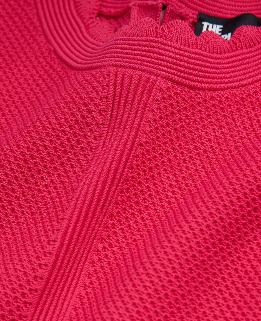 pink openwork knit top