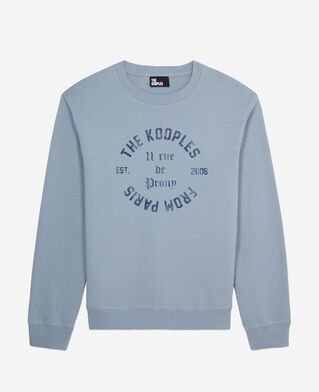The Kooples MEN BLUE GREY light blue sweatshirt with 11 rue de prony serigraphy