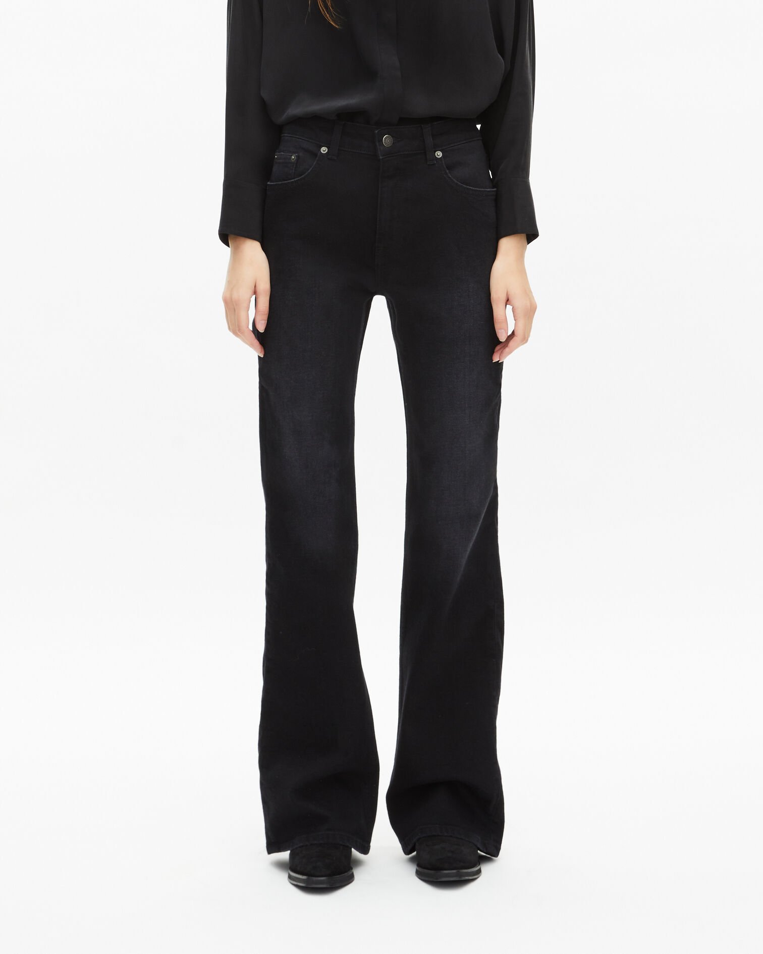Black flare jeans, BLACK WASHED, hi-res image number null