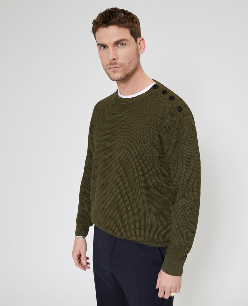 The Kooples HERREN FORET pullover mit khakifarbener knopfleiste