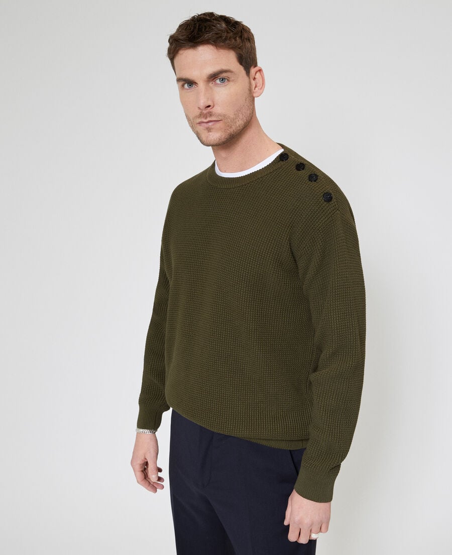 The Kooples MEN FORET khaki button placket sweater