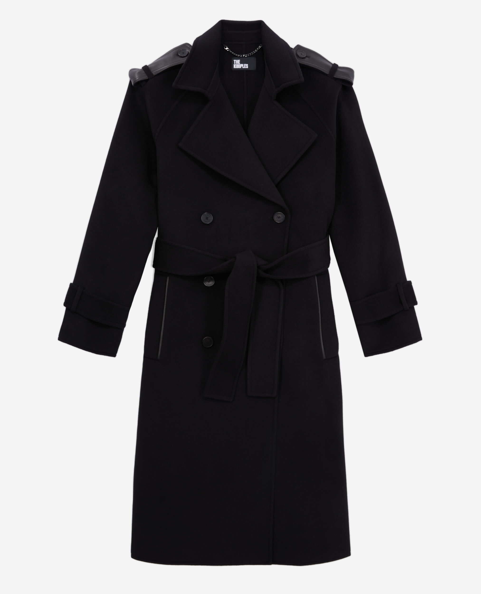 Long black coat in wool blend