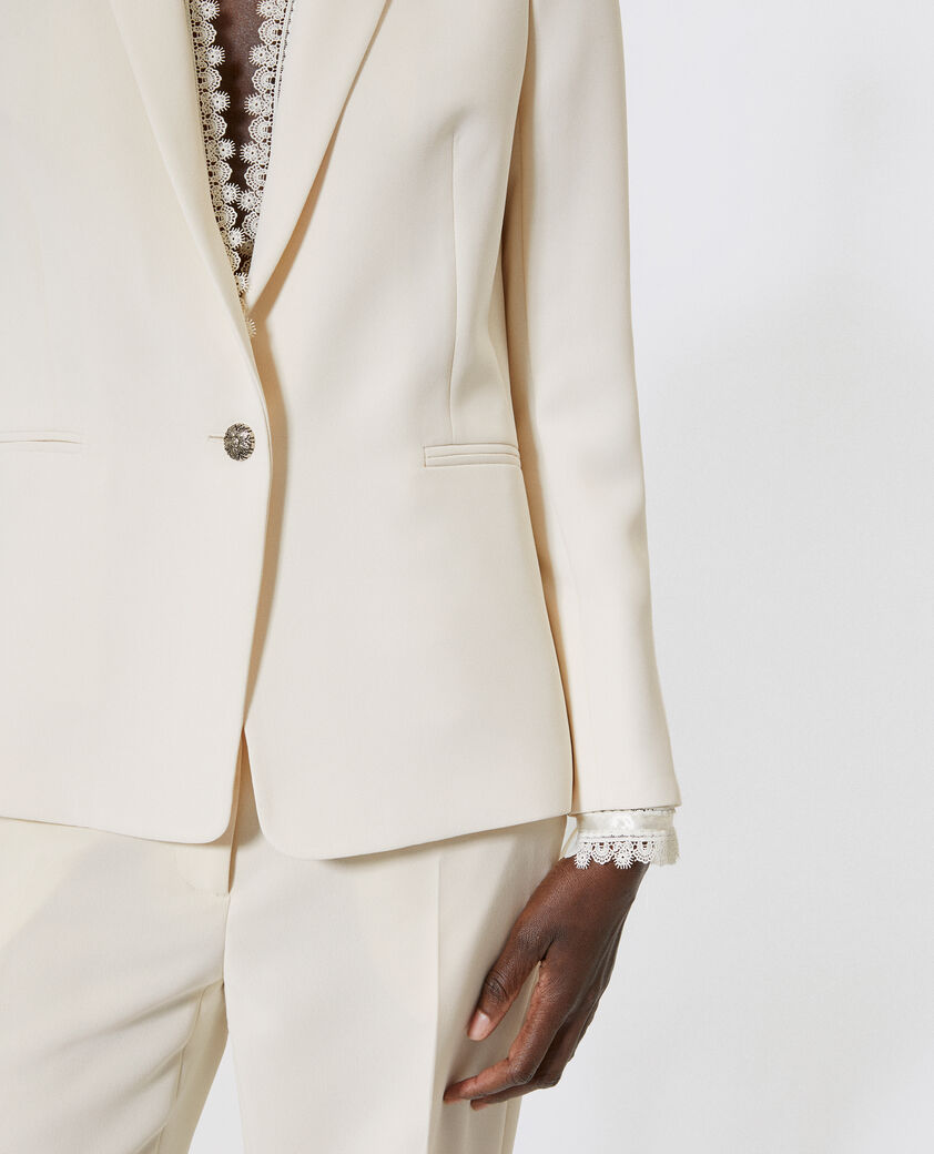 The Kooples WOMEN OFF WHITE suit jacket with ecru lace band