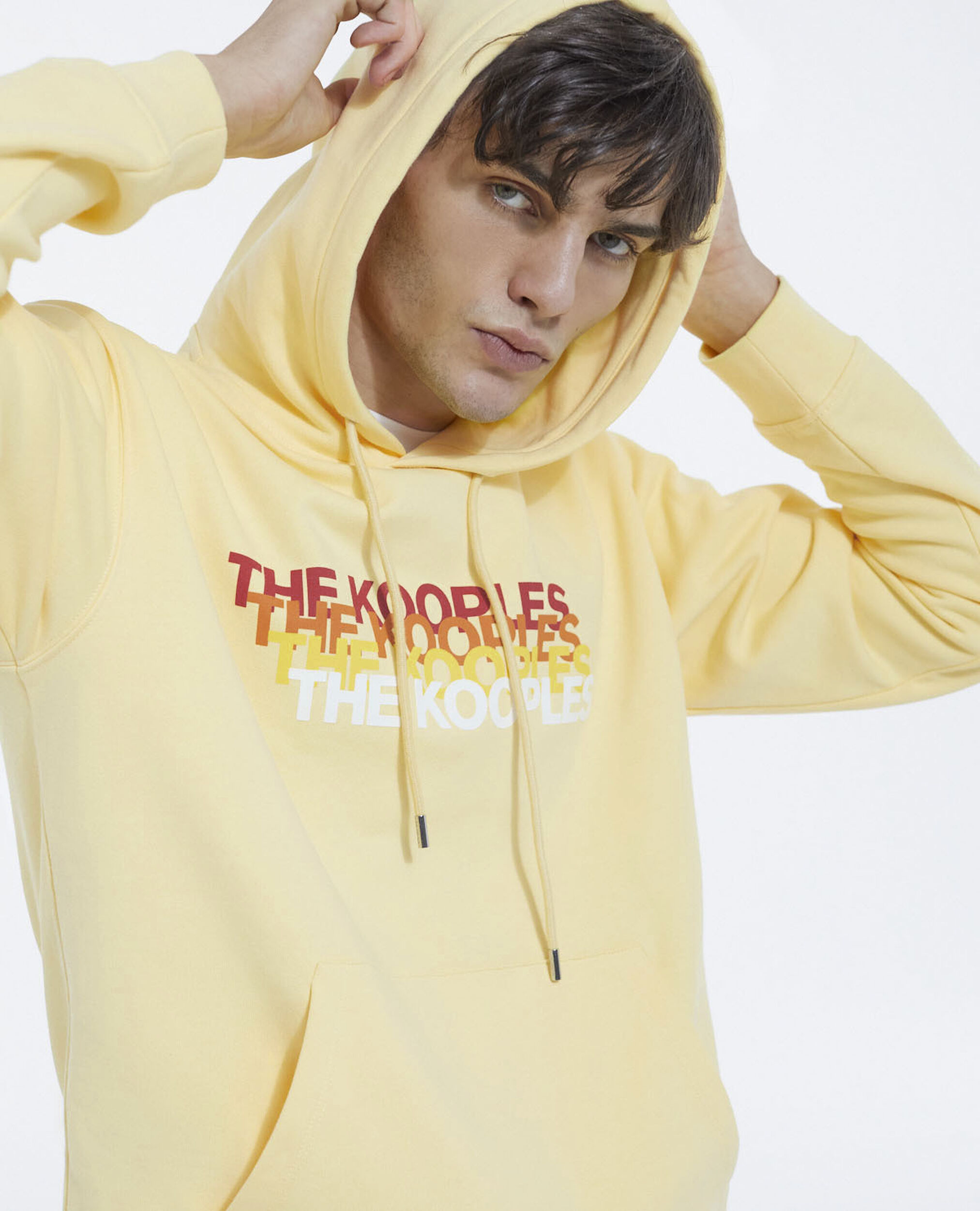 Yellow hoodie with The Kooples print, YELLOW, hi-res image number null