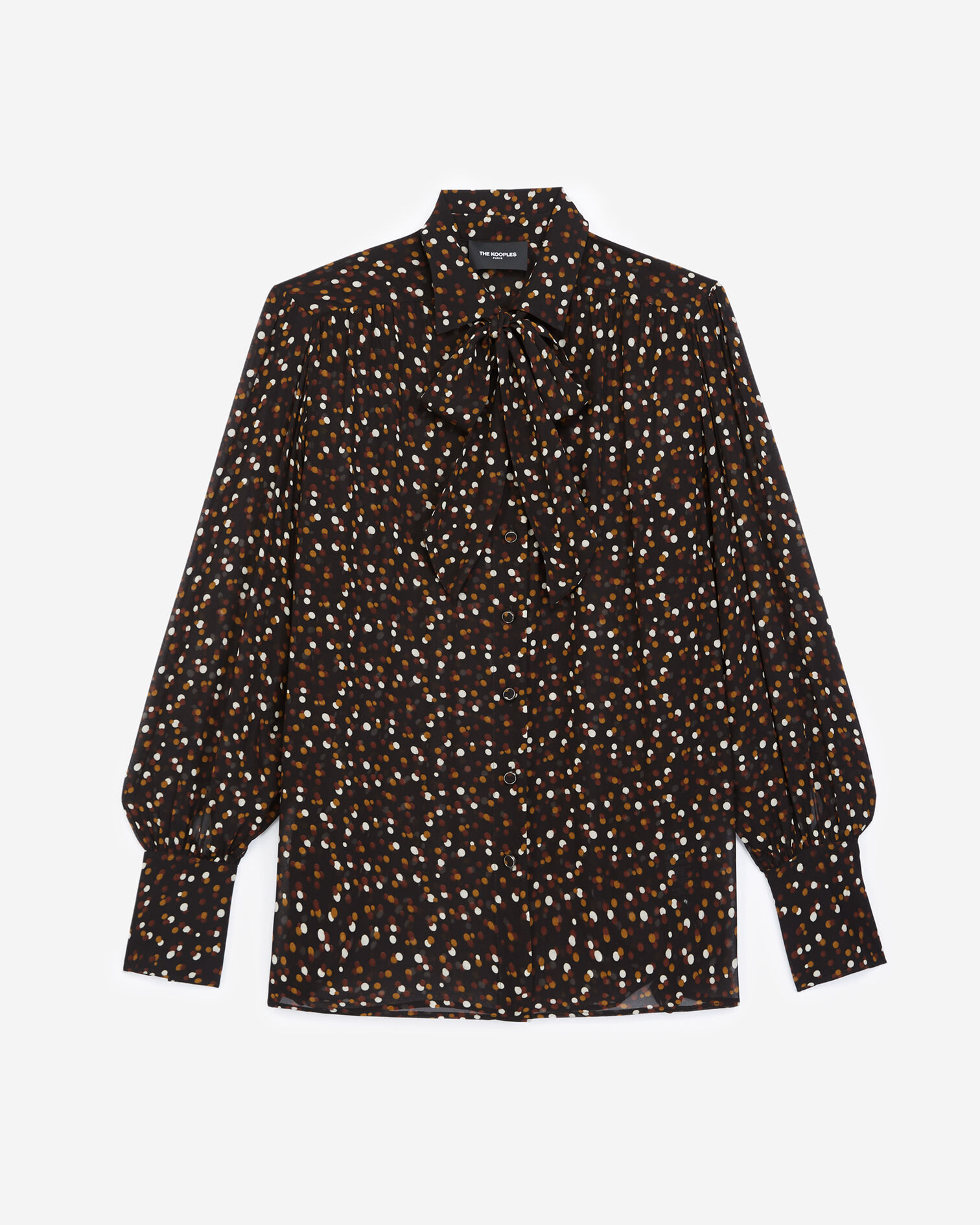 Pussy-bow shirt with polka-dot print, MULTICOLOR, hi-res image number null