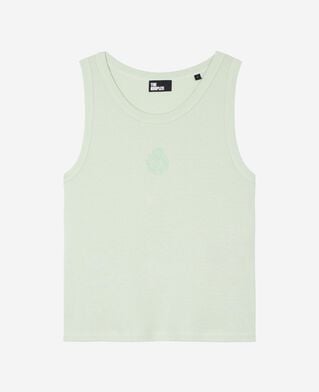 The Kooples WOMEN ALMOND GREEN cotton tank top with green coat of arms