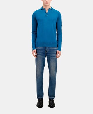The Kooples H MEDIUM BLUE blue knit polo t-shirt