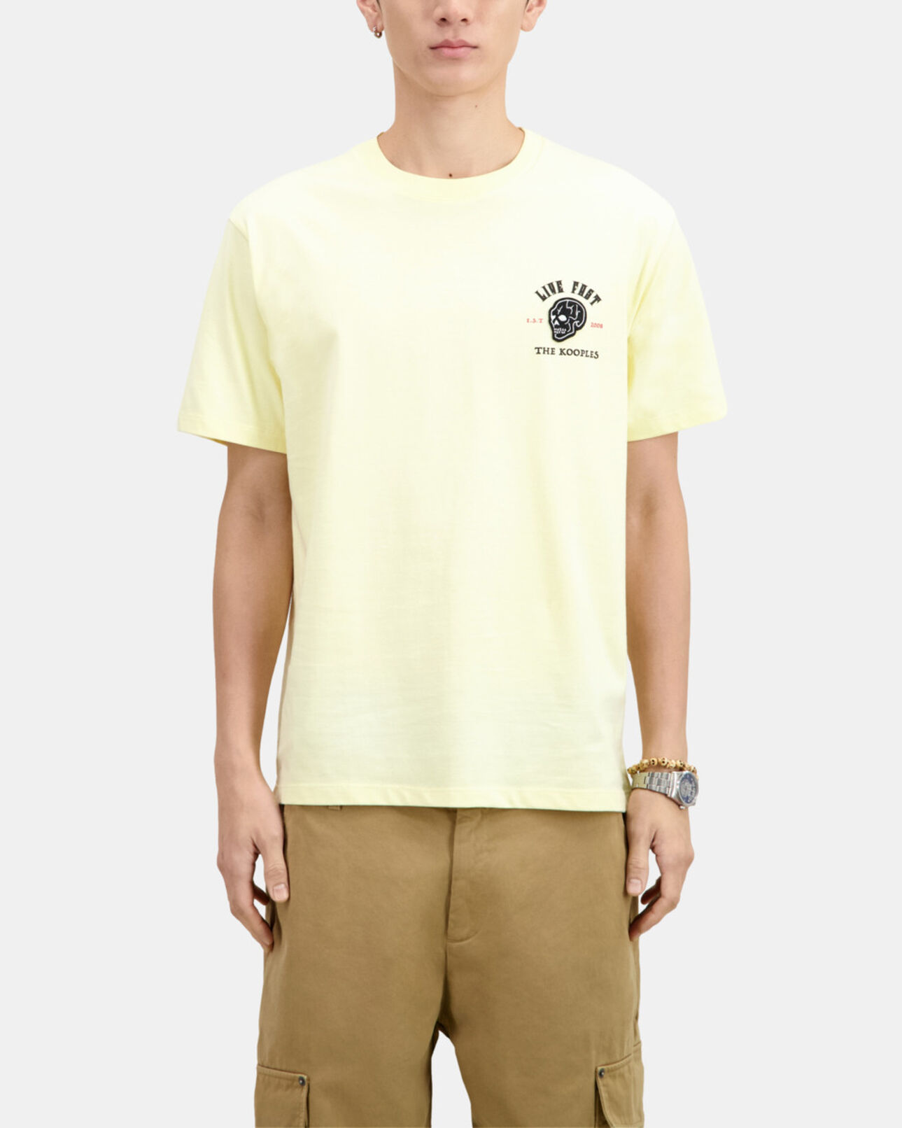 The Kooples MEN LIGHT YELLOW yellow live fast t-shirt