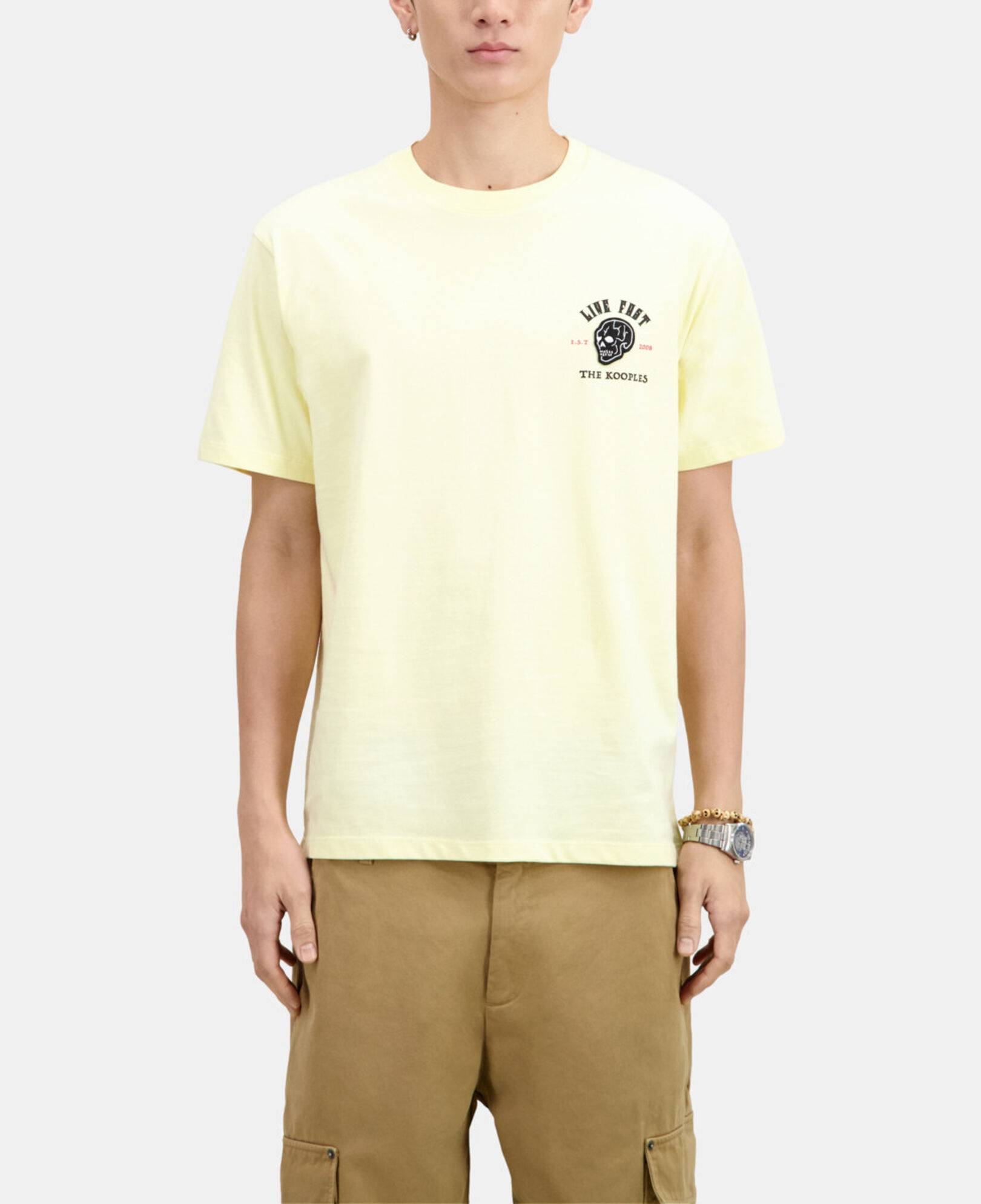 The Kooples MEN LIGHT YELLOW yellow live fast t-shirt
