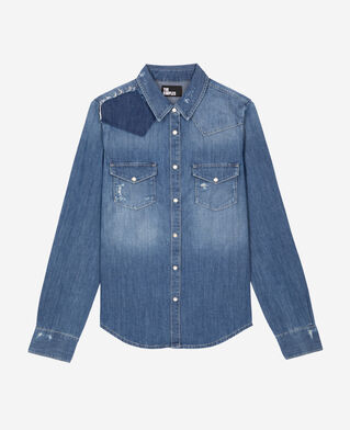 The Kooples WOMEN USED blue denim shirt