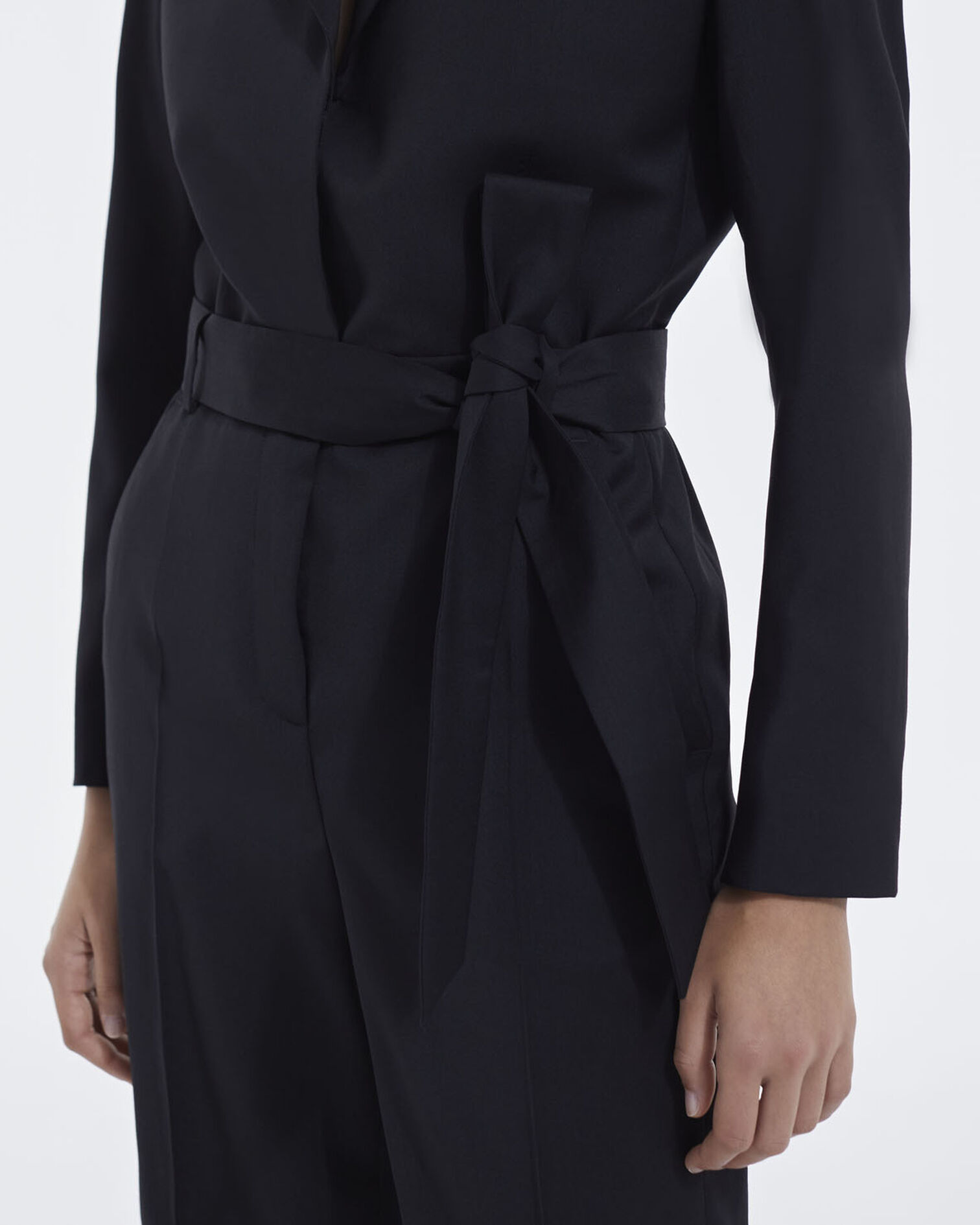 Combinaison noire laine coupe tailleur, BLACK, hi-res image number null