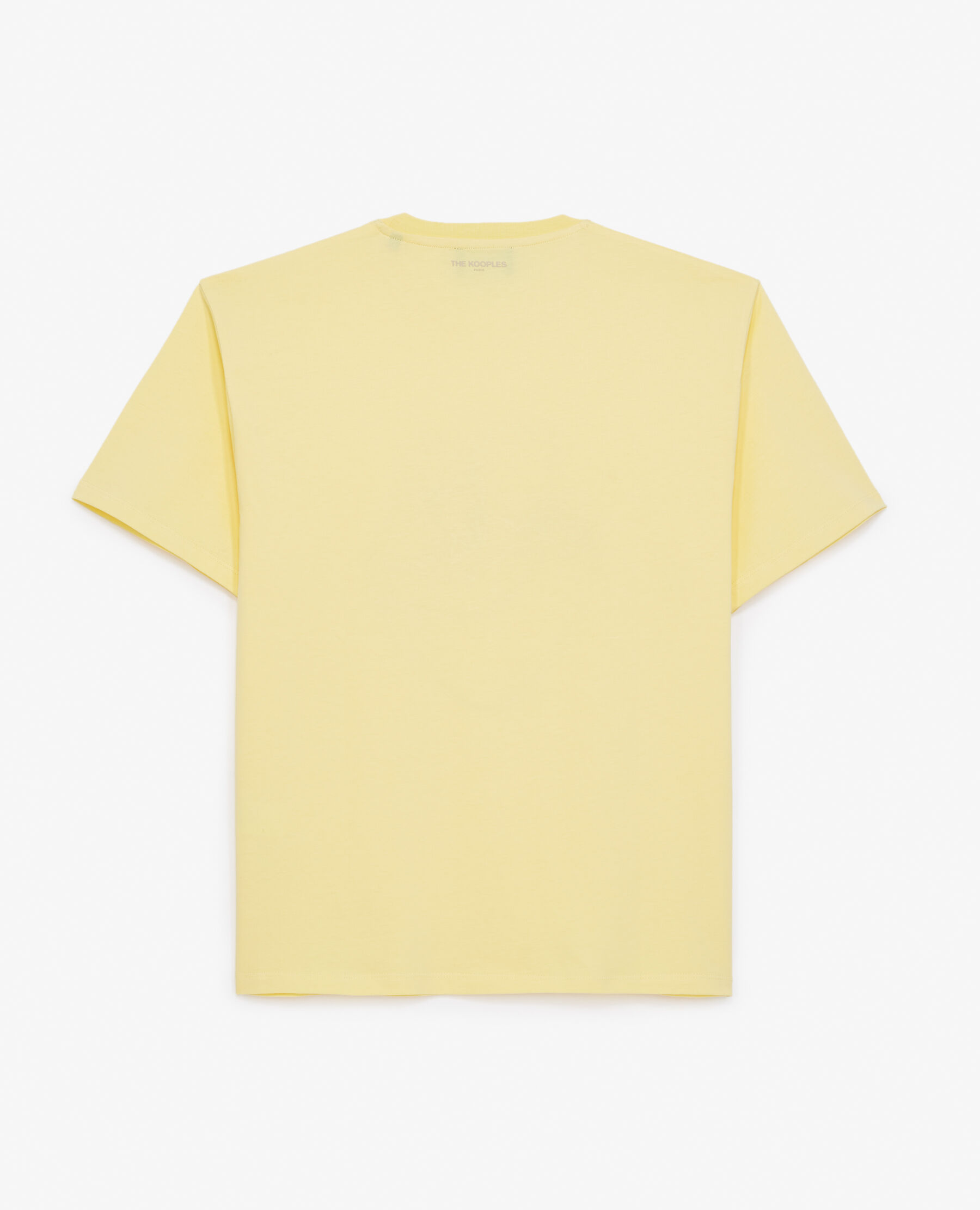 Yellow cotton T shirt with tone on tone embroidery The Kooples US