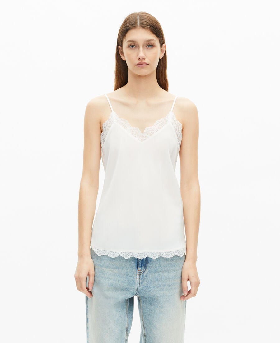 The Kooples WOMEN ECRU ecru silk and lace camisole