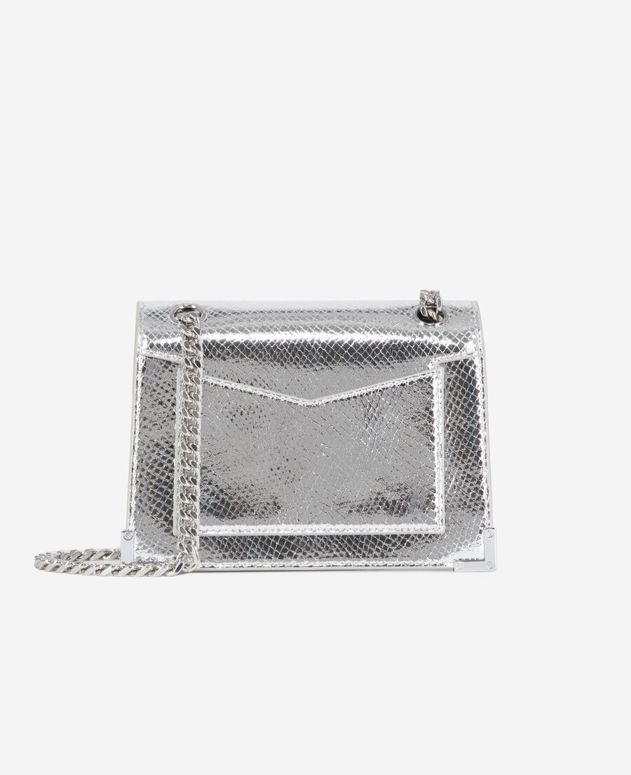 emily chain bag in silver python-effect leather