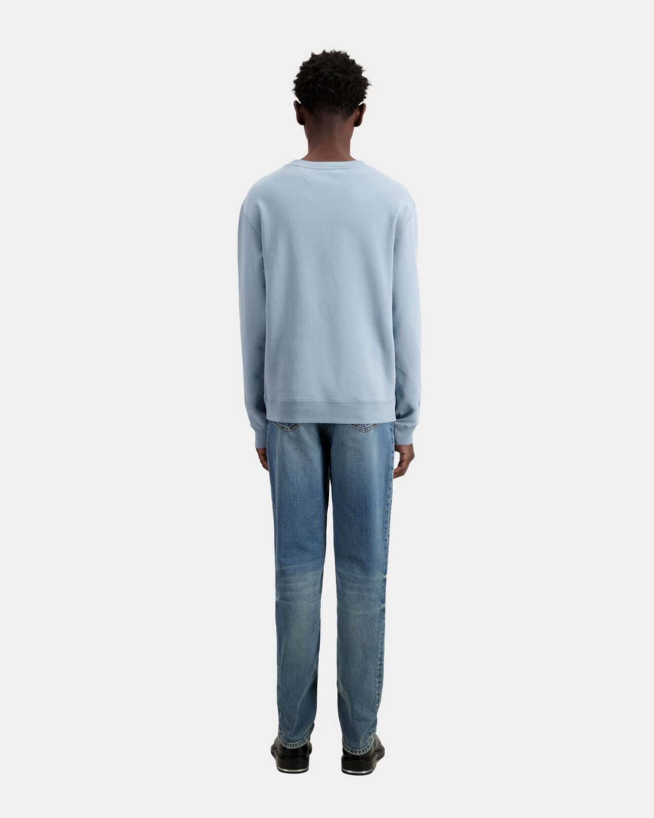 The Kooples HERREN BLUE GREY hellblaues sweatshirt mit siebdruck