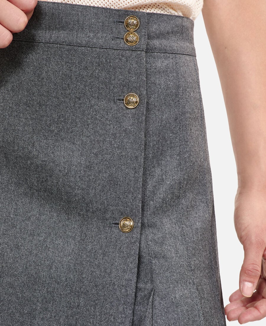 The Kooples WOMEN GREY long pleated grey wool skirt