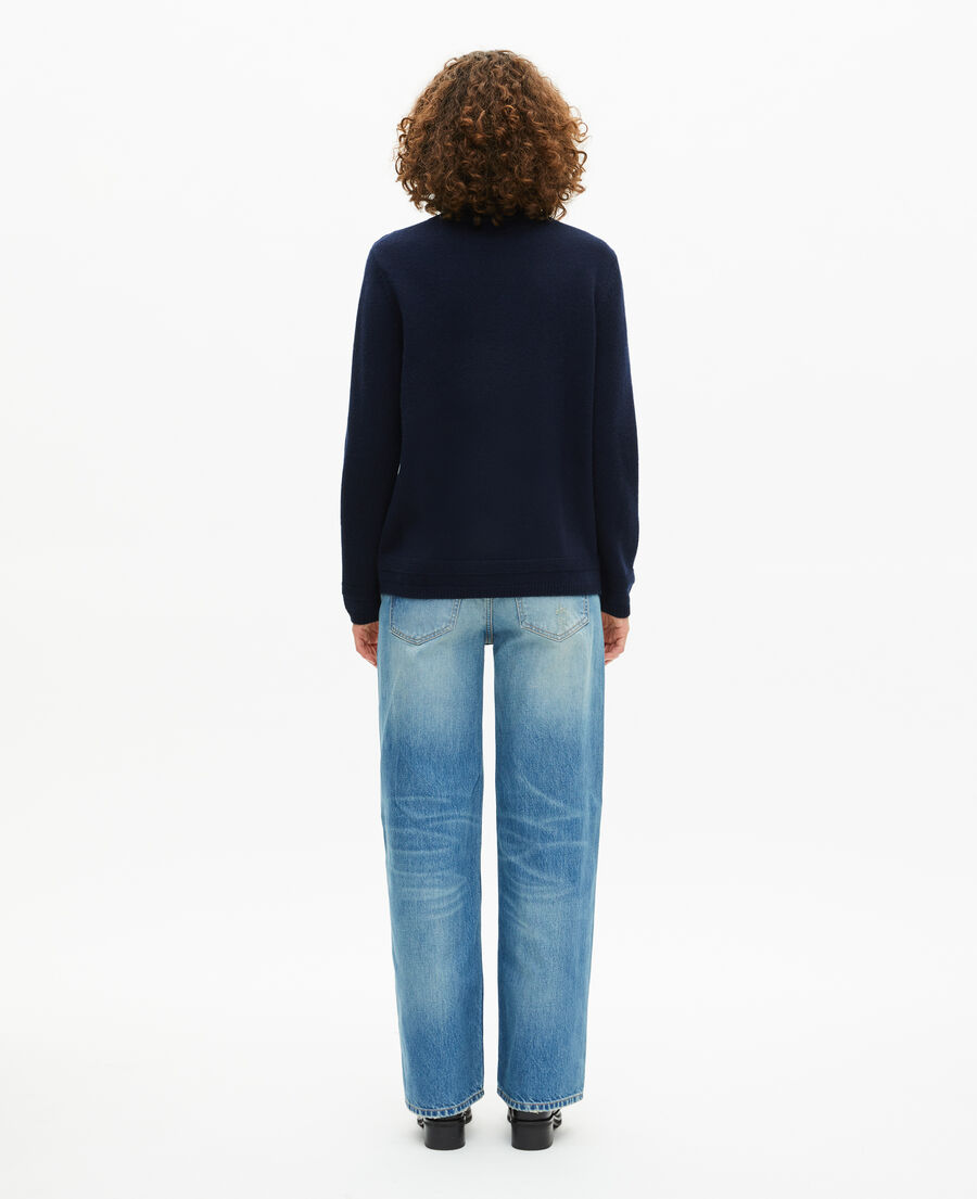 The Kooples WOMEN NAVY navy wool stand-up collar sweater