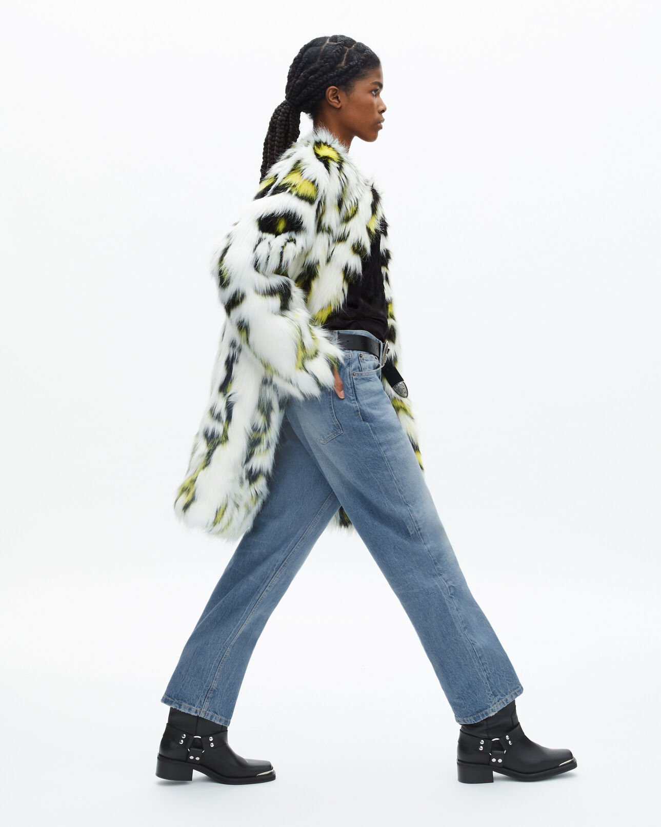 The Kooples FEMME WHITE manteau fausse fourrure imprimée