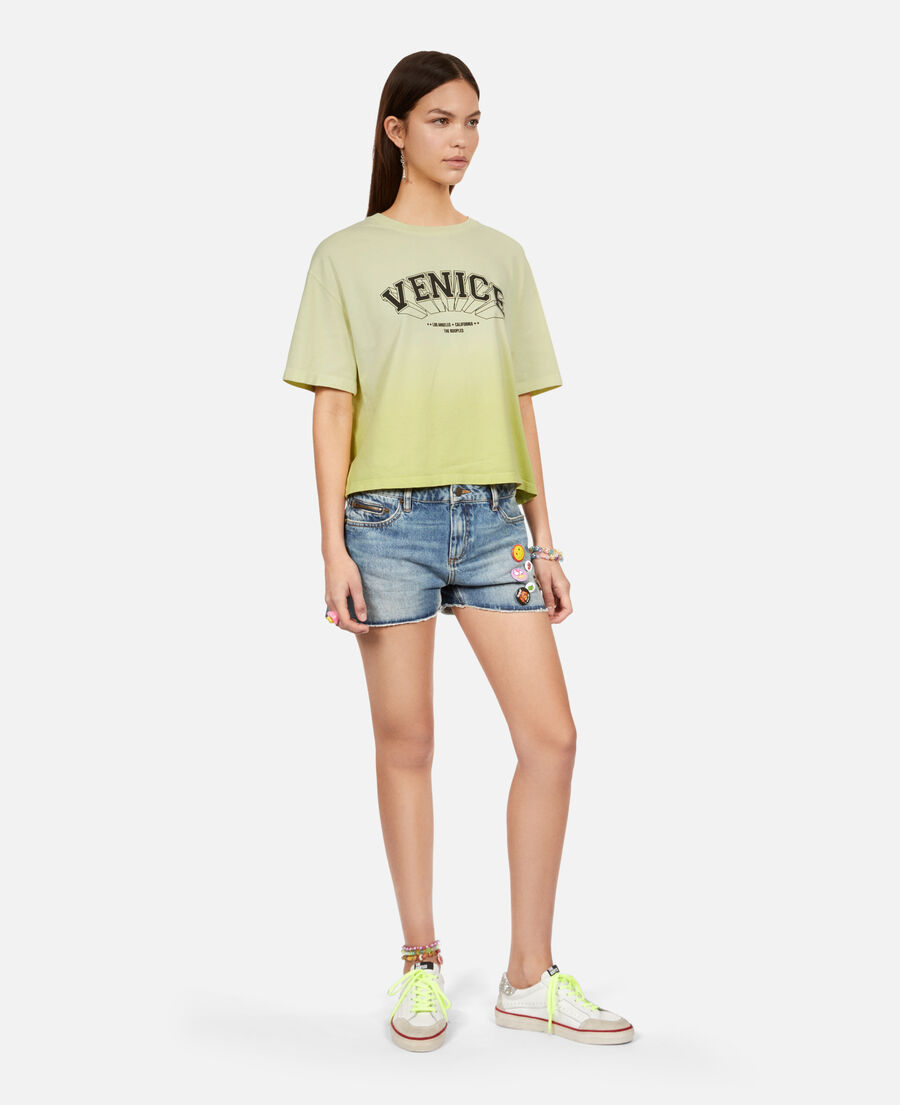 gradient yellow t-shirt with venice serigraphy