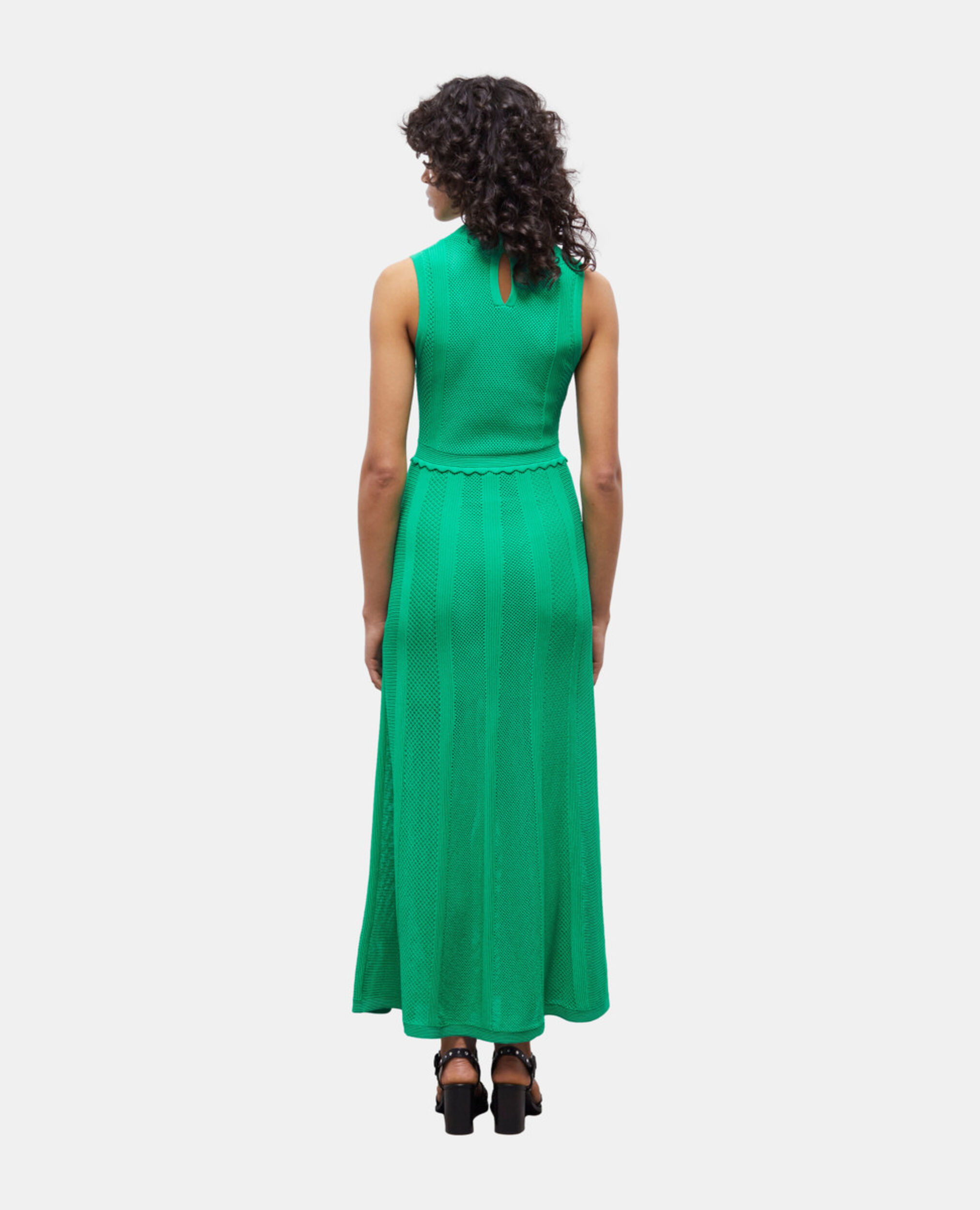 Long green dress in openwork mesh, GREEN, hi-res image number null