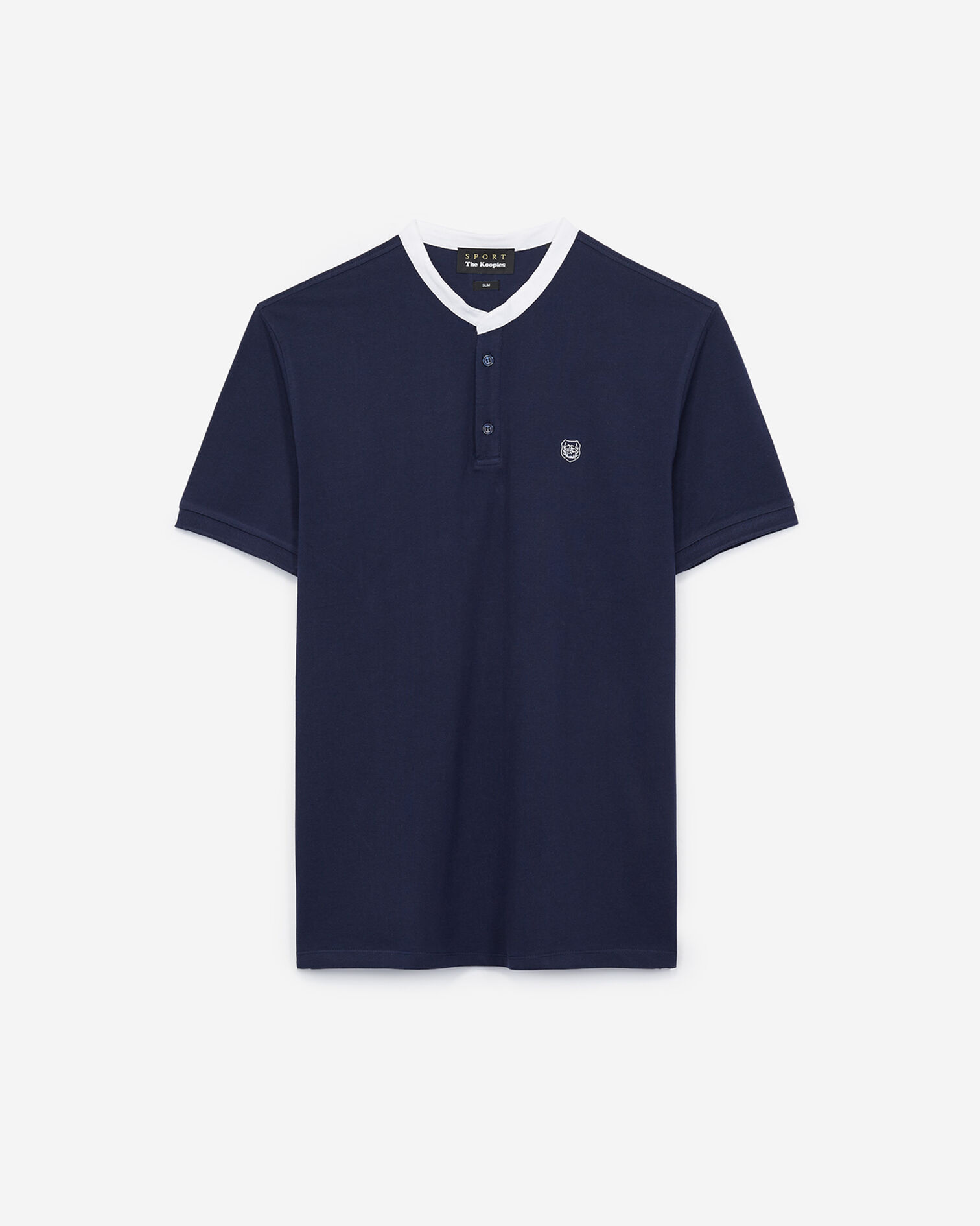 Polo bleu à encolure contrastée blanc, NAVY, hi-res image number null