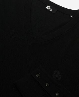 The Kooples HOMME BLACK pull col v en laine mérinos noir