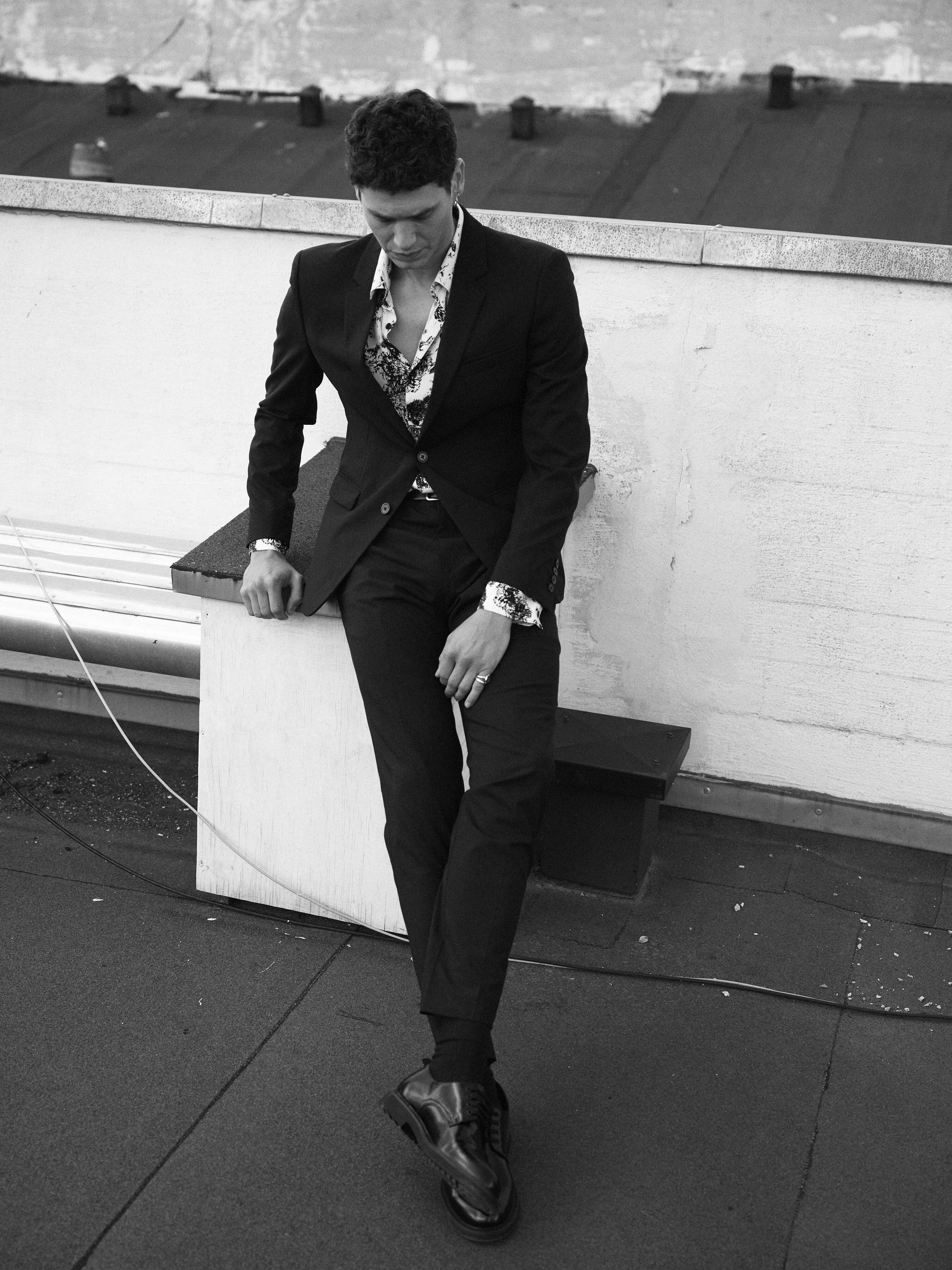 Slim fit black wool suit jacket The Kooples