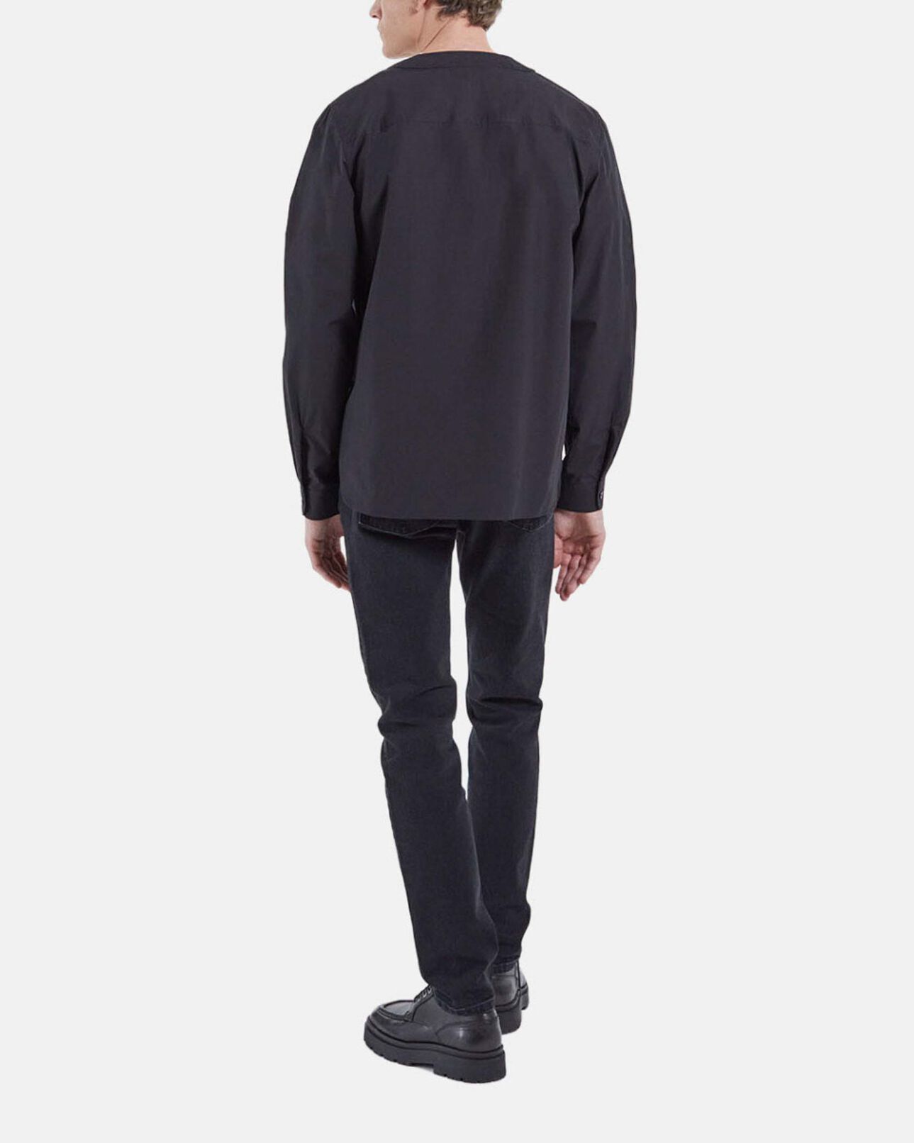 The Kooples MEN BLACK shirt with baseball collar
