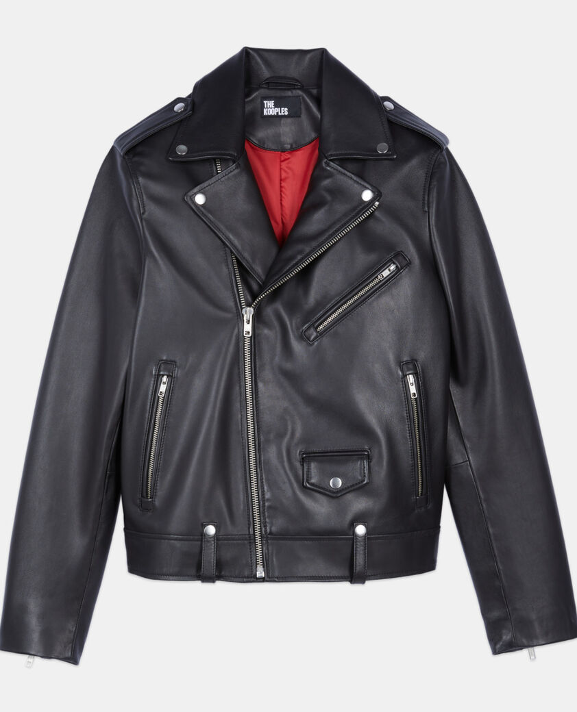 The Kooples MEN BLACK black leather biker jacket