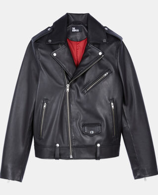 The Kooples HOMME BLACK blouson biker en cuir noir