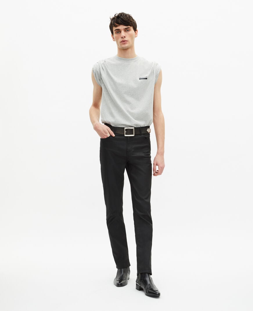The Kooples MEN LIGHT GREY MELANGE gray screen print t-shirt