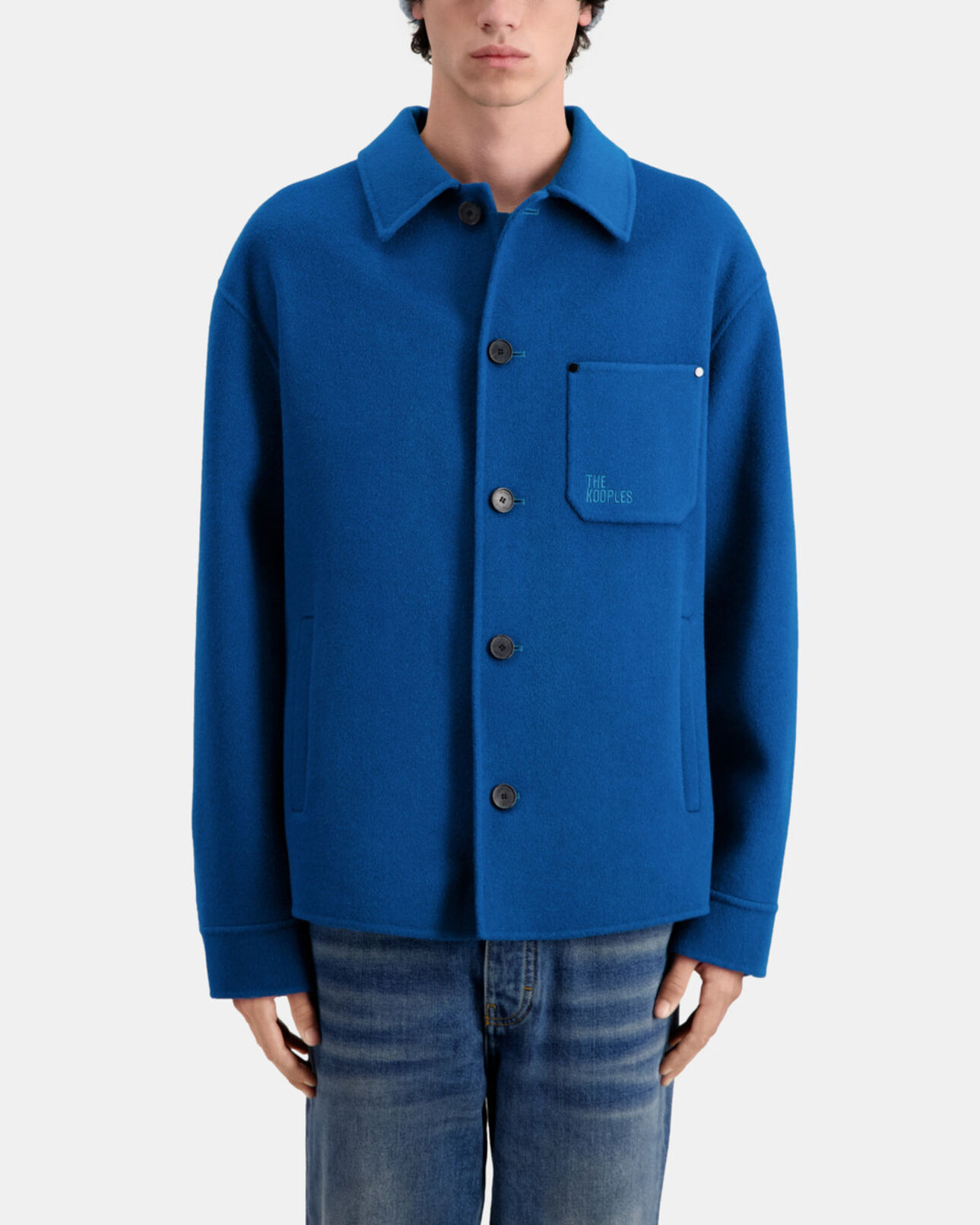 The Kooples HOMME MEDIUM BLUE blouson type surchemise bleu en laine