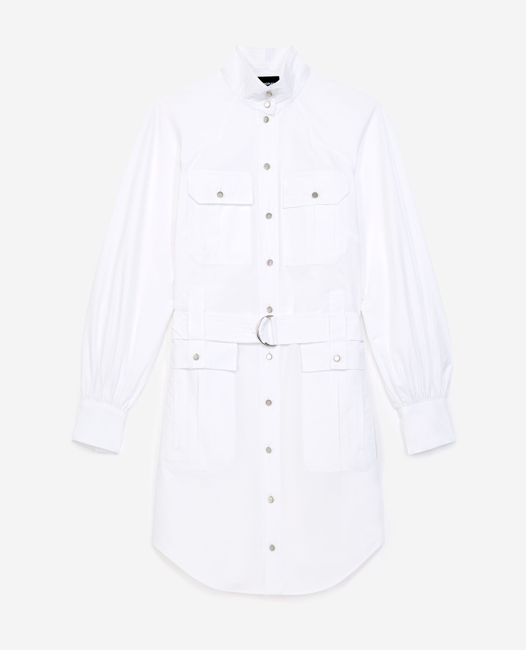 Belted white cotton dress with pockets The Kooples Ireland