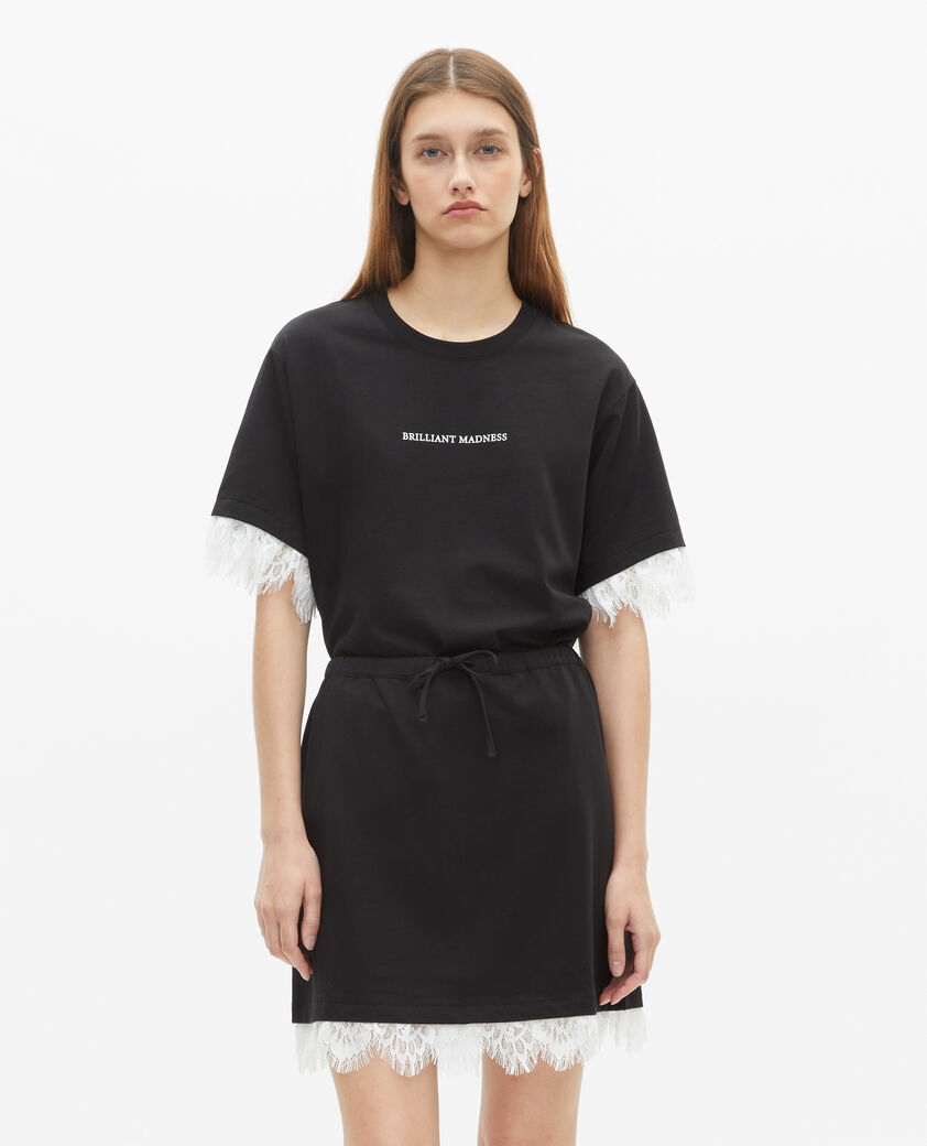 The Kooples F BLACK short skirt with black lace
