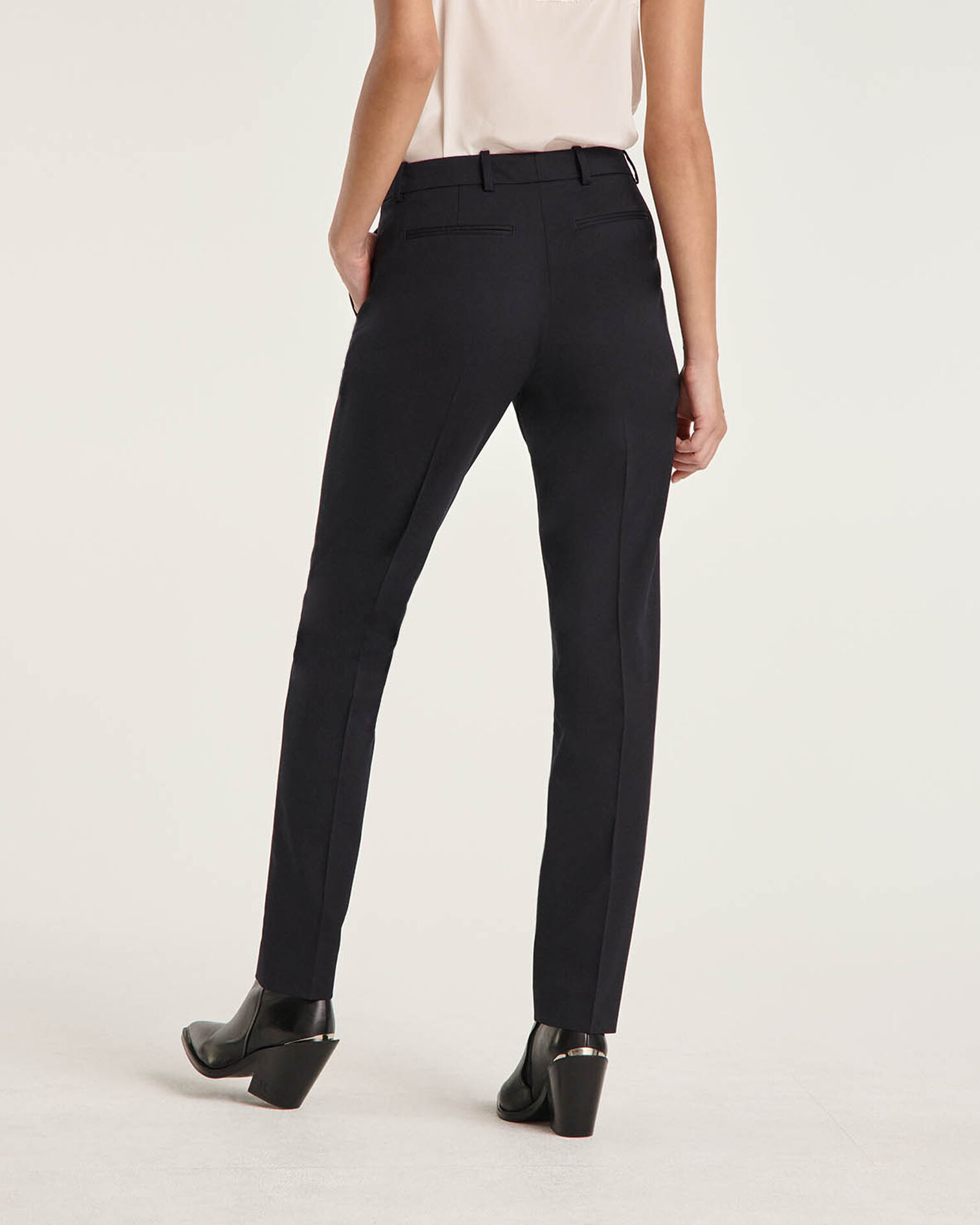 Pantalon tailleur bleu marine laine, DARK NAVY, hi-res image number null