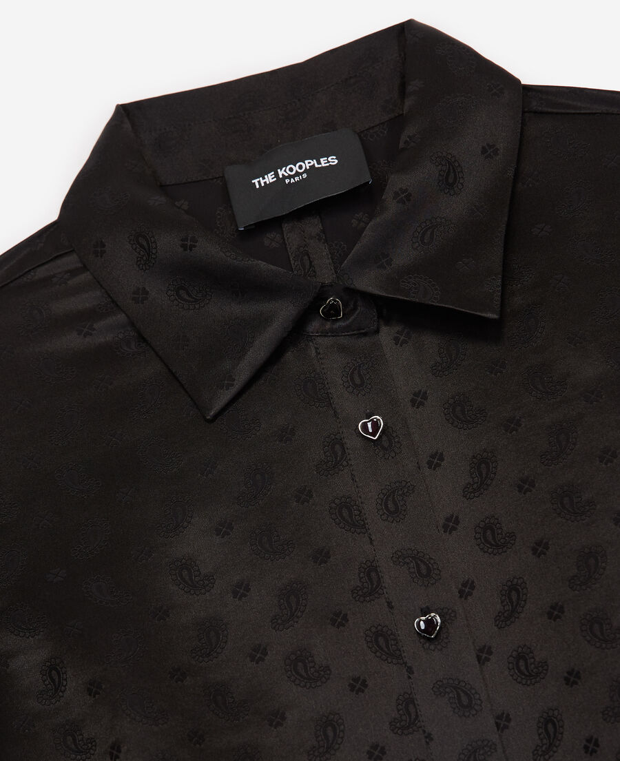 elegantes schwarzes hemd aus jacquard