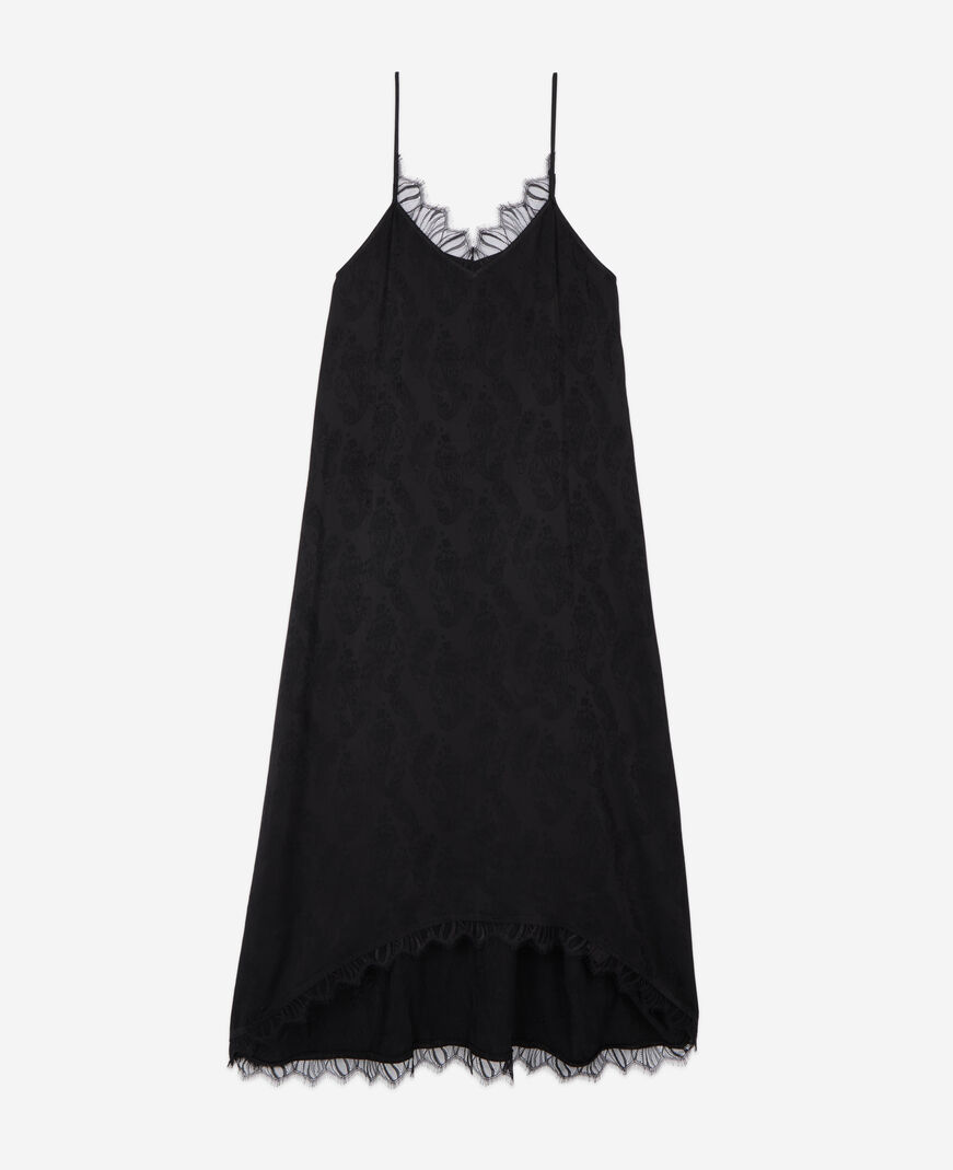 The Kooples FEMME BLACK robe nuisette longue jacquard noire