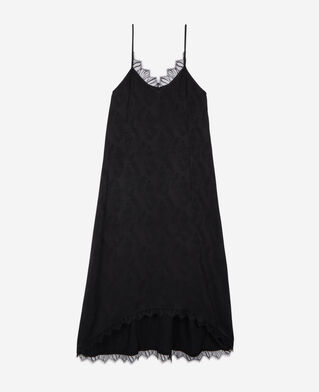 The Kooples FEMME BLACK robe nuisette longue jacquard noire