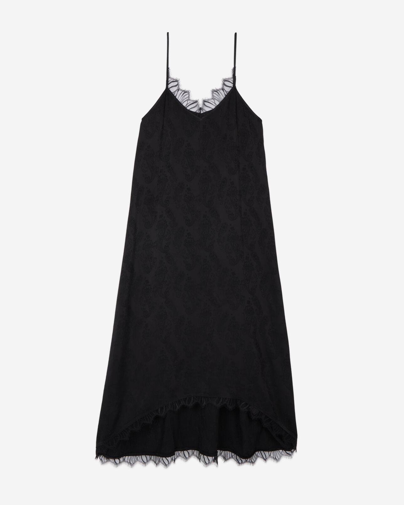 The Kooples FEMME BLACK robe nuisette longue jacquard noire