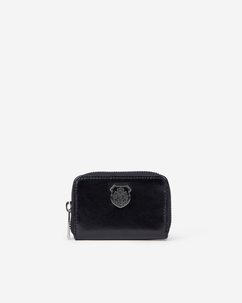 The Kooples MIXED BLACK black leather blazon coin purse