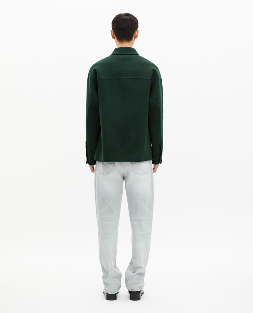 The Kooples HOMME BOTTLE GREEN surchemise en laine vert foncé