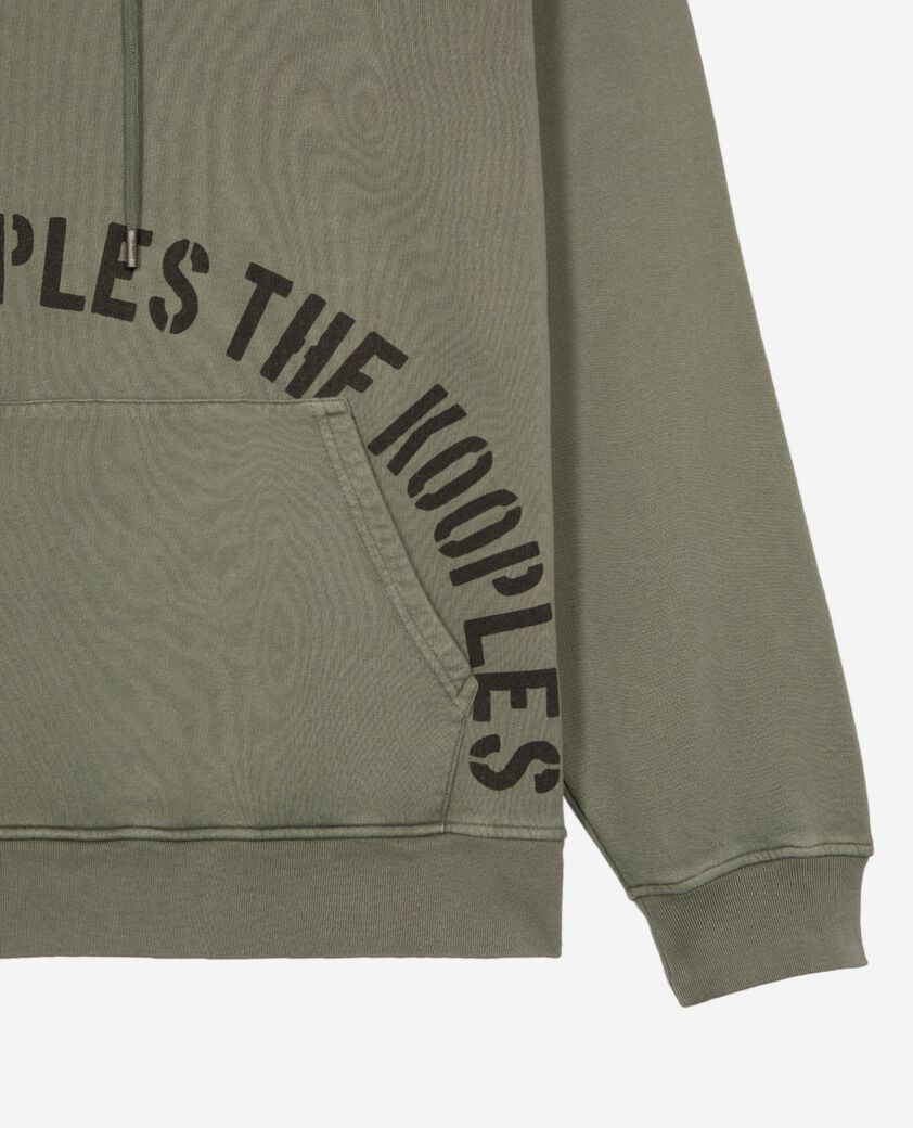 The Kooples MEN KAKI hooded sweatshirt with khaki screen print