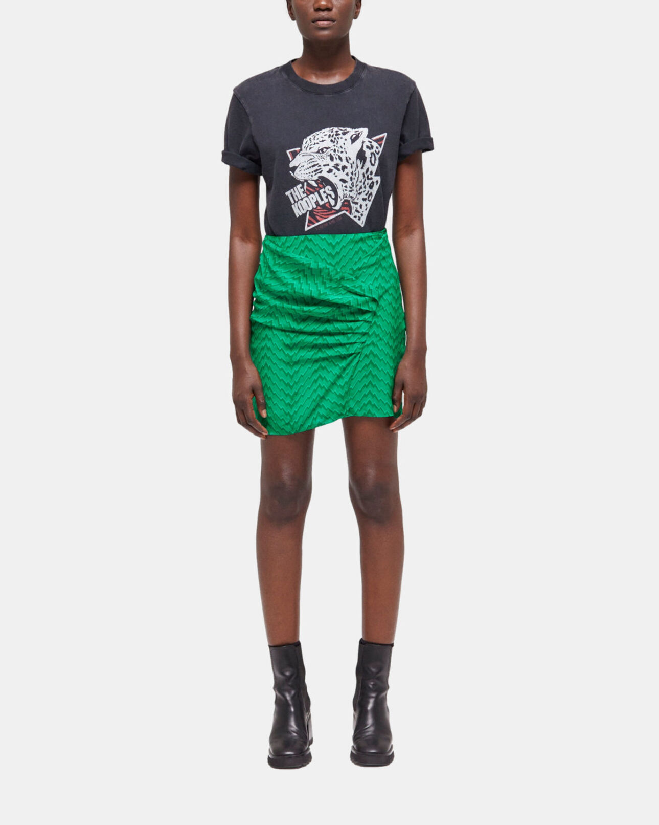 The Kooples WOMEN GREEN short draped green skirt